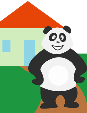 Panda devant sa maison