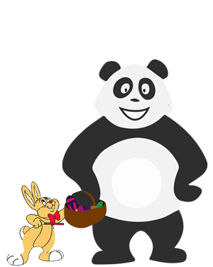 Panda qui ramasse les oeufs de Pâques